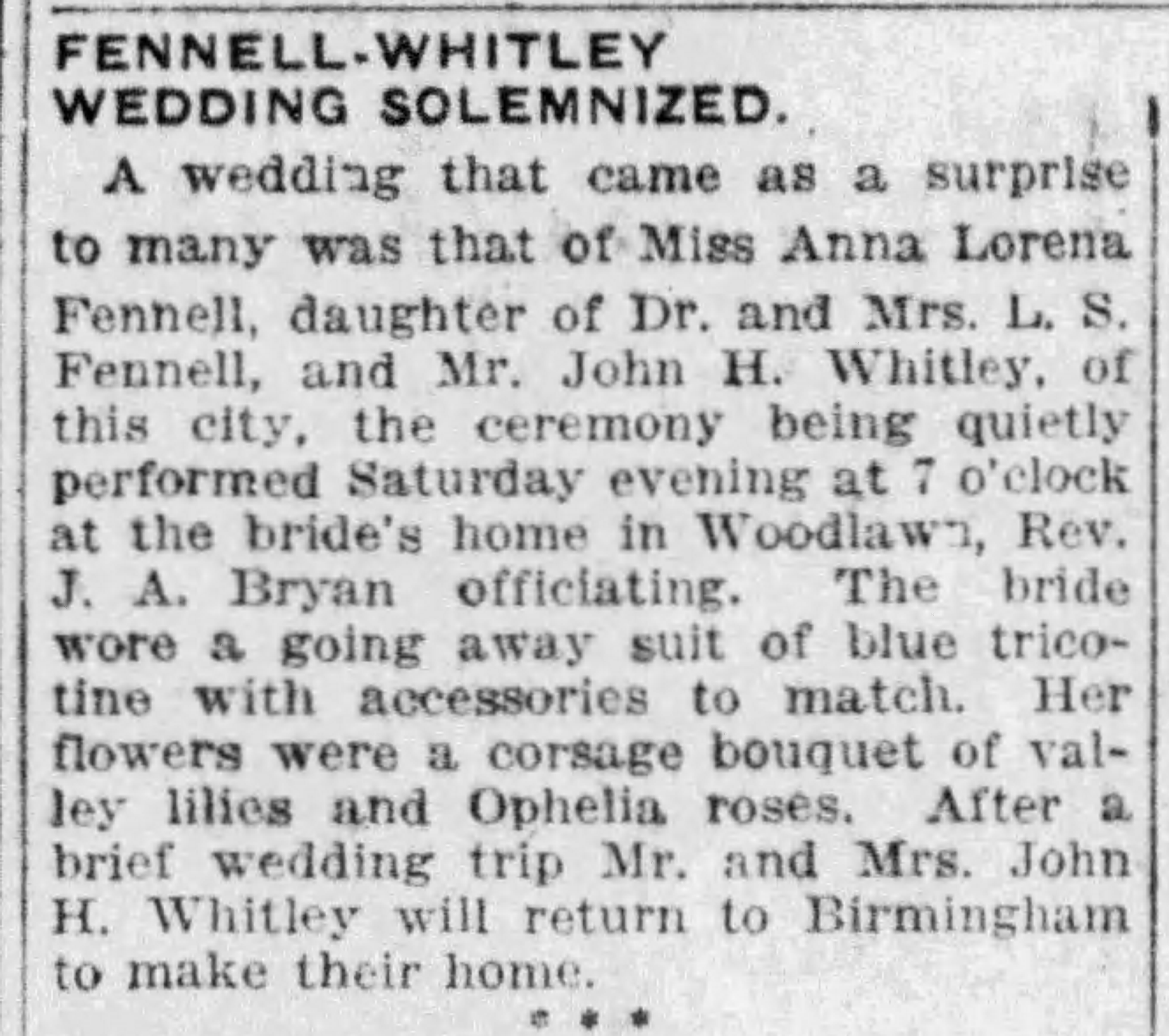 Anna Lorena Fennell-John H. Whitley